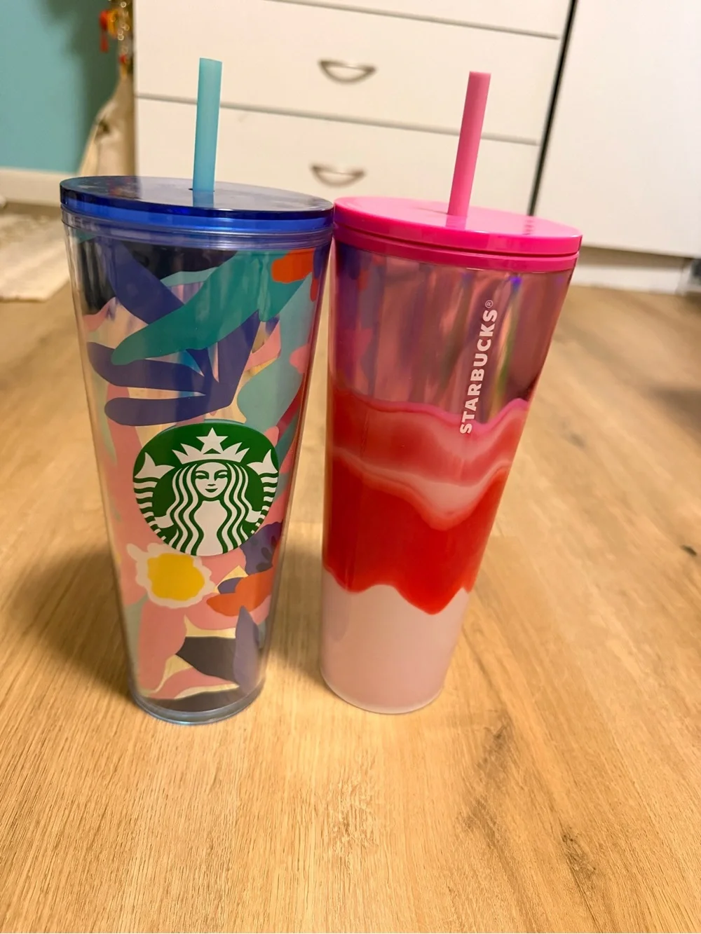 Starbucks Pink and Multicolor Floral Tumbler Set